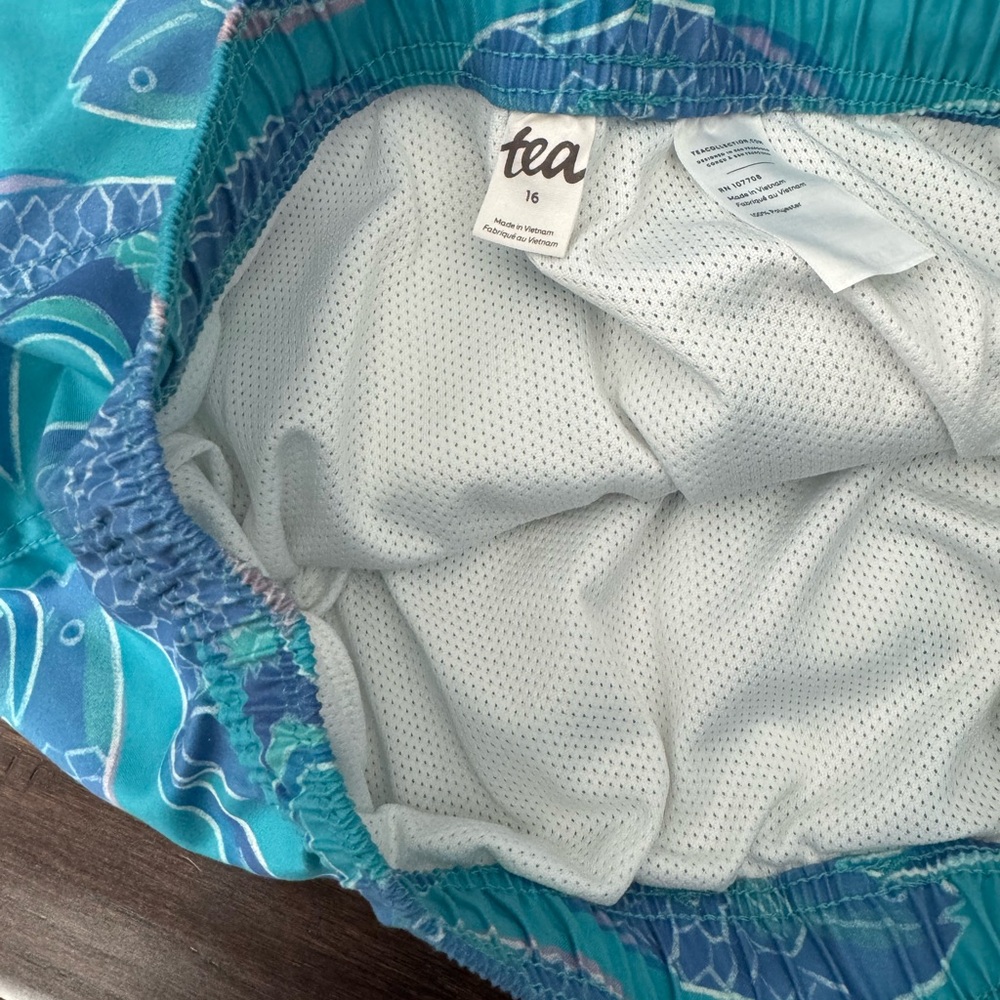 Tea Collection Aqua Fish Print Swim Trunks - Picture 6 of 7